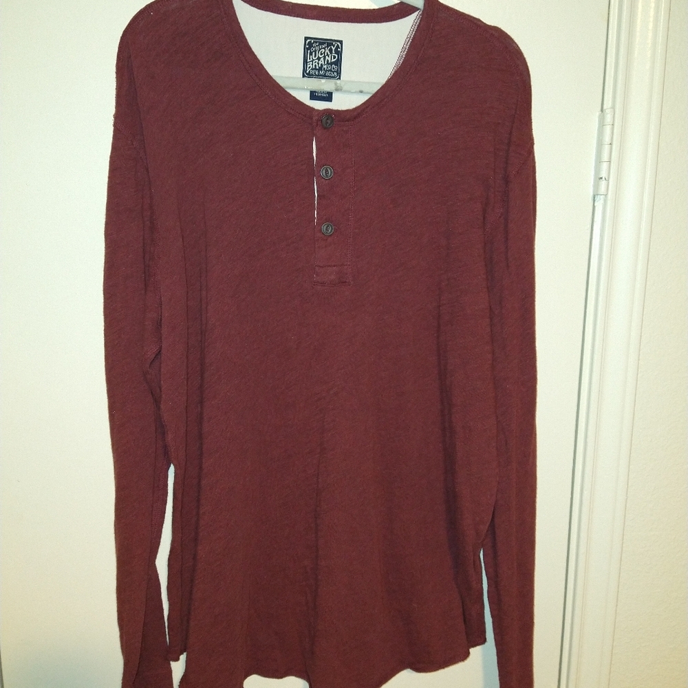 Lucky Brand Long Sleeve Henley Shirt Men's sz XXL.